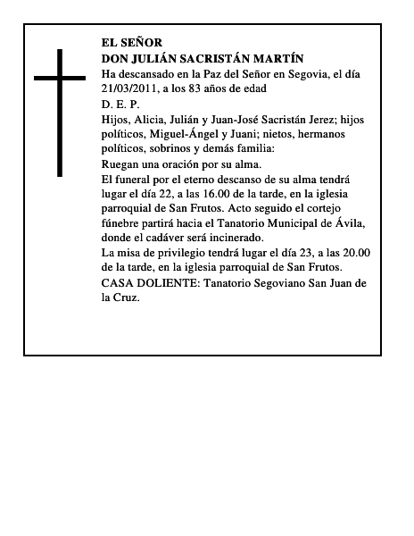 Don Julián Sacristán Martín