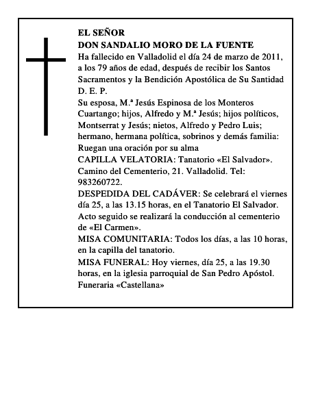 Don Sandalio Moro de la Fuente