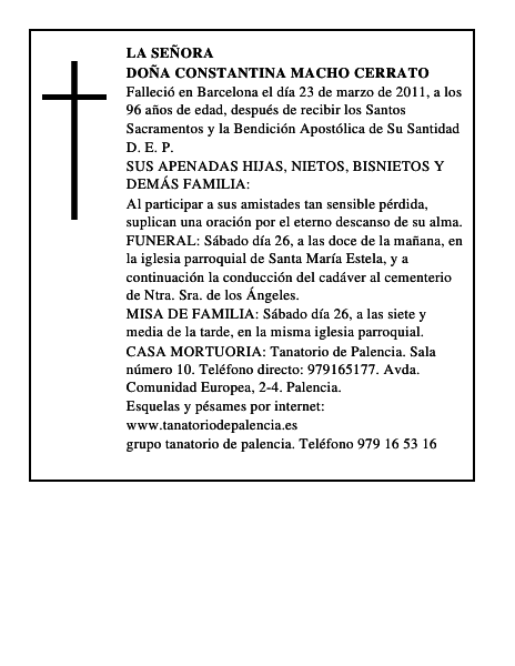 Doña Constantina Macho Cerrato