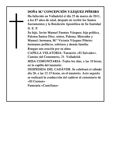 Doña M.ª Concepción Vázquez Piñeiro