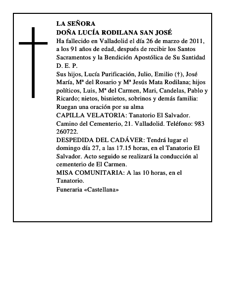 Doña Lucía Rodilana San José
