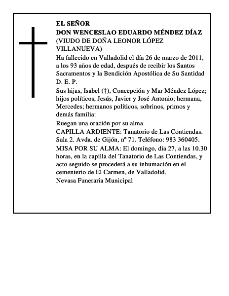 Don Wenceslao Eduardo Méndez Díaz