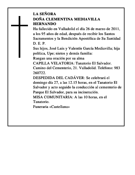 Doña Clementina Mediavilla Hernando