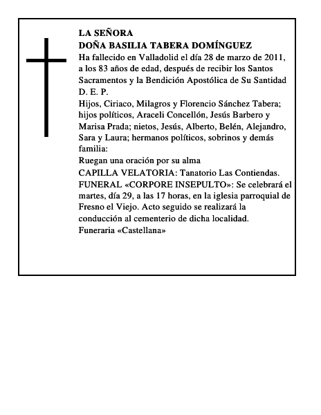 Doña Basilia Tabera Domínguez