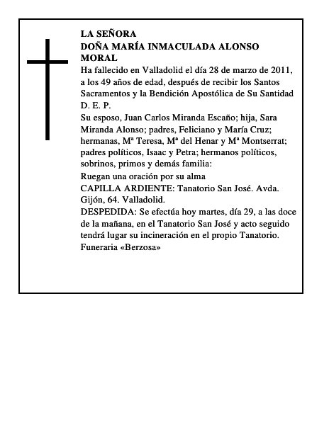 Doña María Inmaculada Alonso Moral