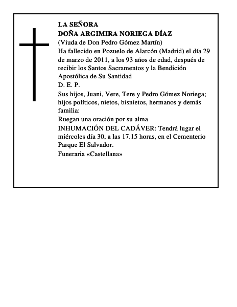 Doña Argimira Noriega Díaz