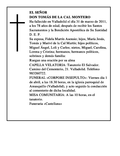 Don Tomás de la Cal Montero