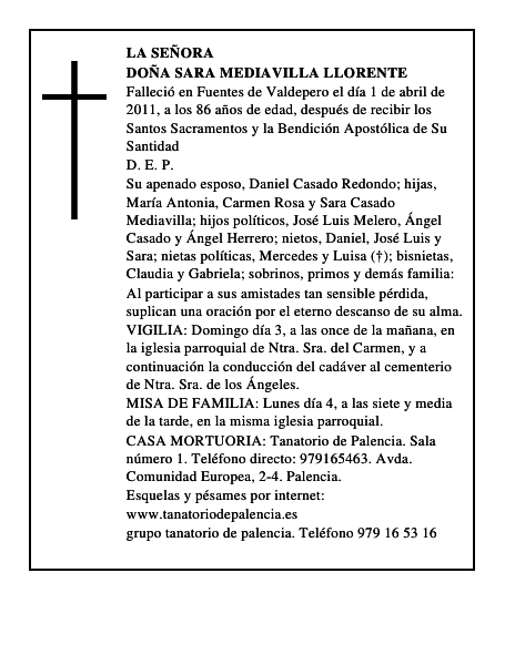 Doña Sara Mediavilla Llorente