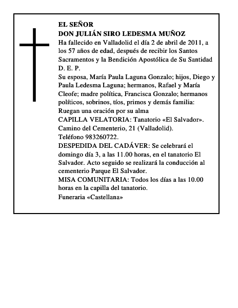 Don Julián Siro Ledesma Muñoz