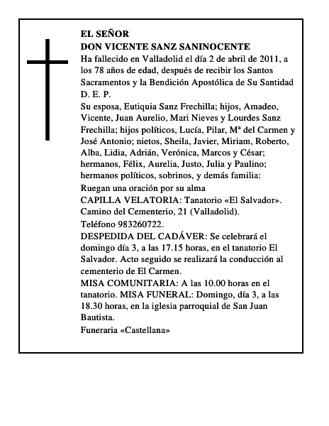 Don Vicente Sanz Saninocente