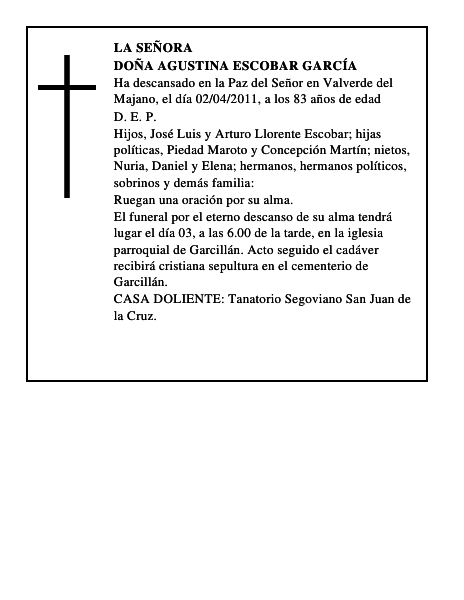 Doña Agustina Escobar García