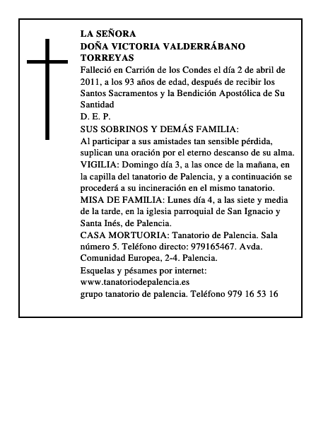 Doña Victoria Valderrábano Torreyas