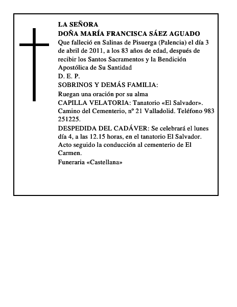 Doña María Francisca Sáez Aguado