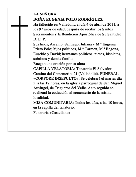 Doña Eugenia Polo Rodríguez