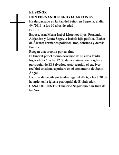 Don Fernando Segovia Arcones