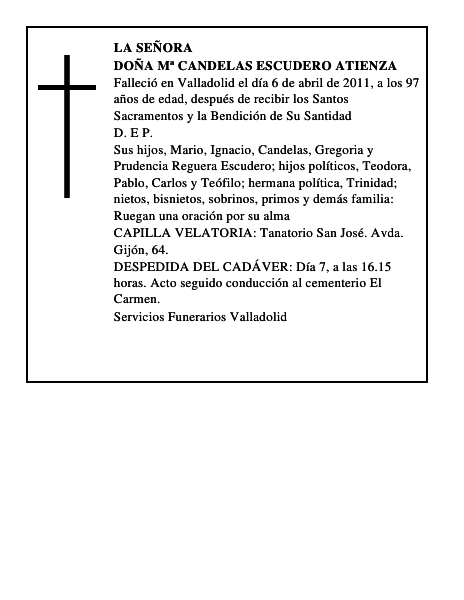 Doña Mª Candelas Escudero Atienza