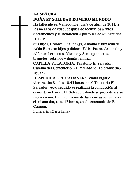Doña Mª Soledad Romero Morodo
