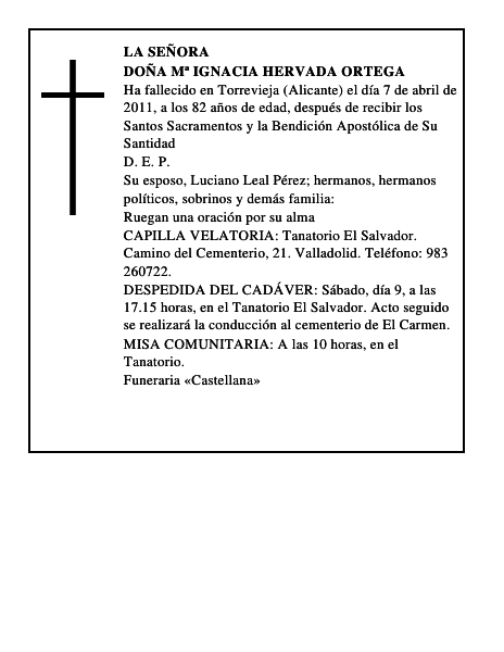 Doña Mª Ignacia Hervada Ortega