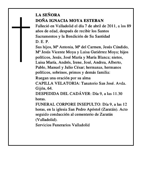 Doña Ignacia Moya Esteban
