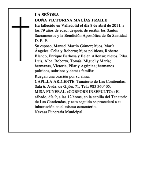 Doña Victorina Macías Fraile