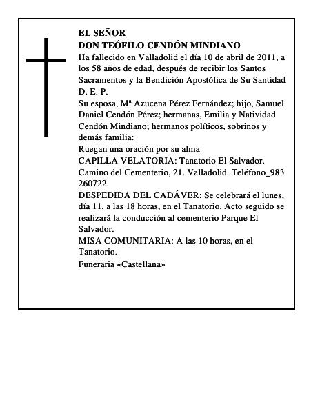 Don Teófilo Cendón Mindiano