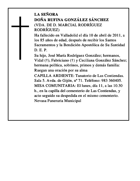 Doña Rufina González Sánchez