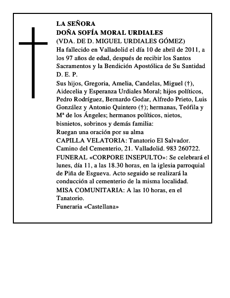 Doña Sofía Moral Urdiales