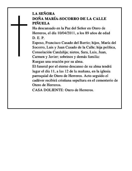 Doña María-Socorro de la Calle Piñuela