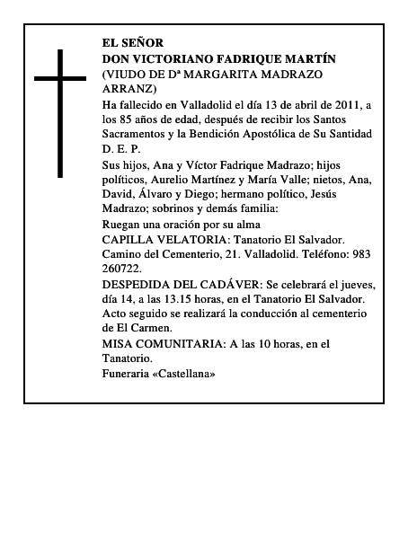 Don Victoriano Fadrique Martín