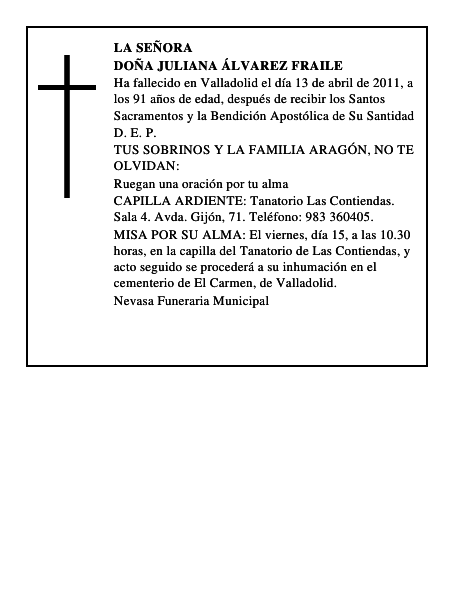 Doña Juliana Álvarez Fraile