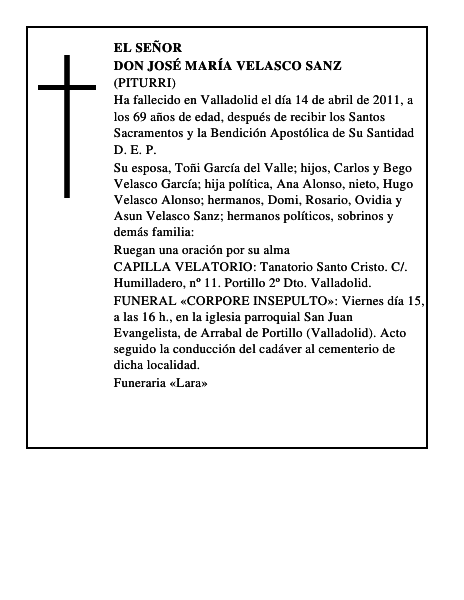 Don José María Velasco Sanz
