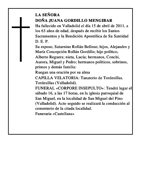 Doña Juana Gordillo Mengibar