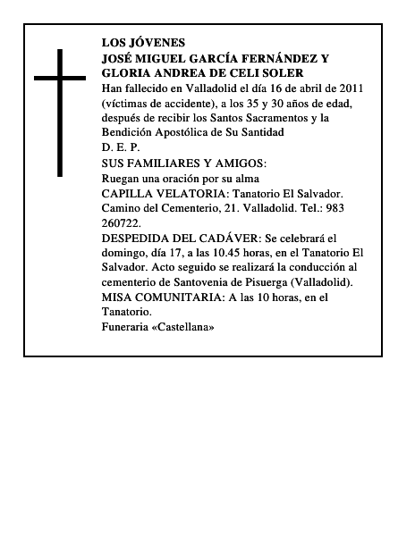 José Miguel García Fernández y Gloria Andrea de Celi Soler