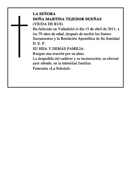 Doña Martina Tejedor Dueñas