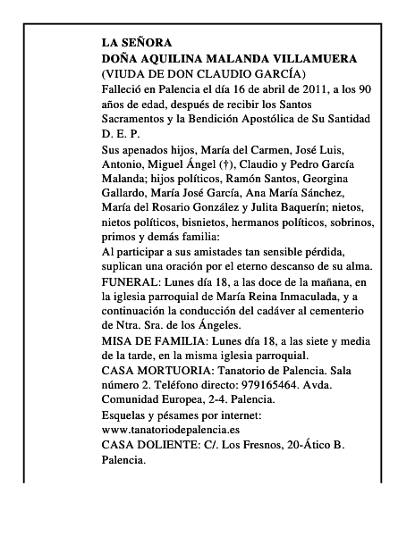 Doña Aquilina Malanda Villamuera