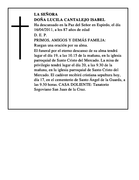 Doña Lucila Cantalejo Isabel