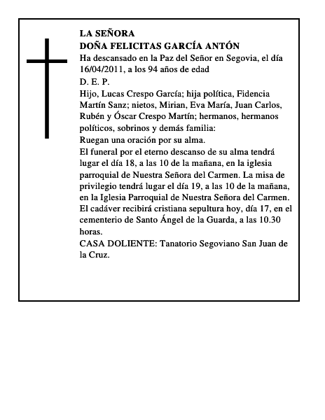 Doña Felicitas García Antón