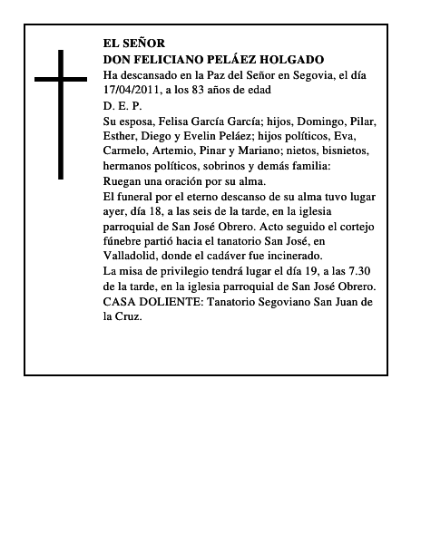 Don Feliciano Peláez Holgado