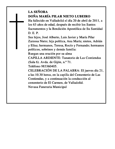 Doña María Pilar Nieto Lubeiro