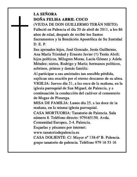 Doña Felisa Abril Coco