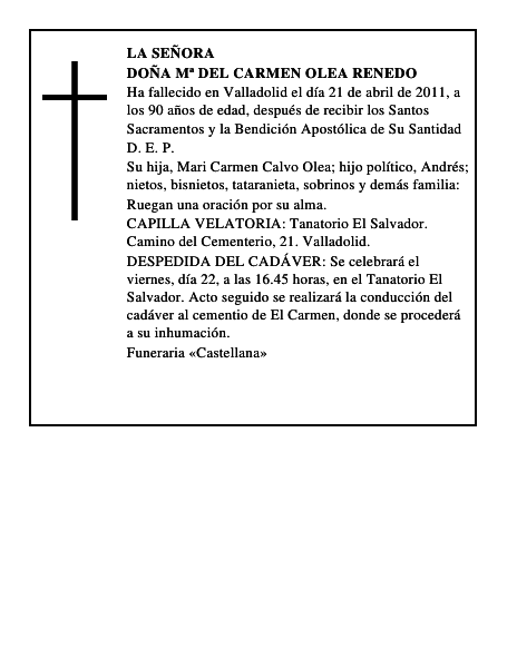 Doña Mª del Carmen Olea Renedo