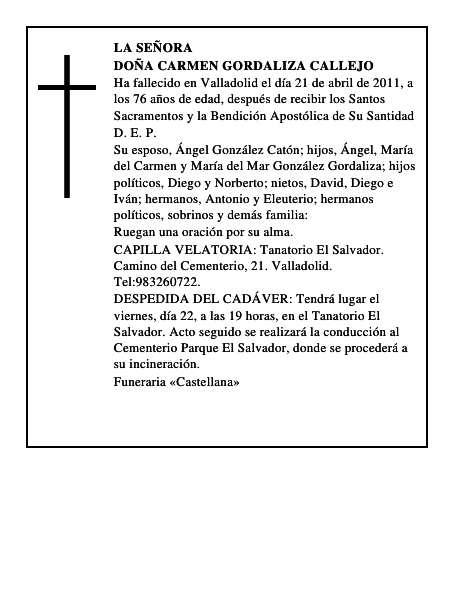 Doña Carmen Gordaliza Callejo