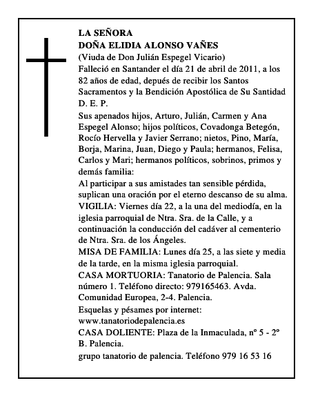 Doña Elidia Alonso Vañes