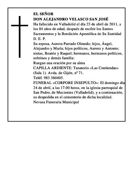 Don Alejandro Velasco San José