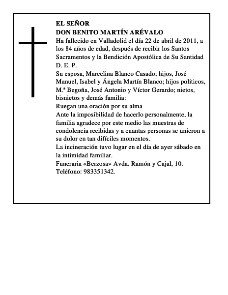 Don Benito Martín Arévalo