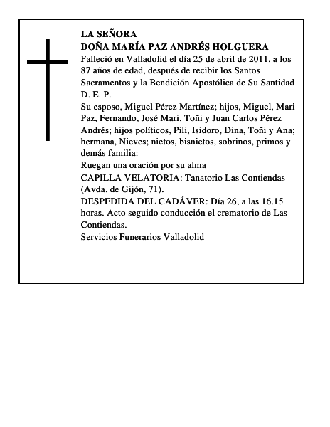 Doña María Paz Andrés Holguera