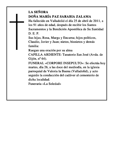 Doña María Paz Sarabia Zalama