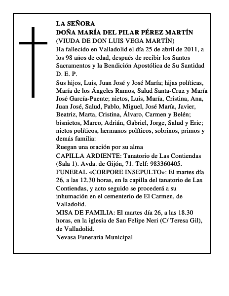 Doña María del Pilar Pérez Martín