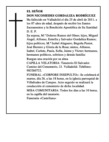 Don Nicomedes Gordaliza Rodríguez