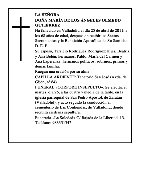 Doña María de los Ángeles Olmedo Gutiérrez